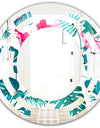 Tropical Botanicals and Flowers - Modern Round or Oval Wall Mirror - Space