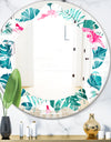 Tropical Botanicals and Flowers - Modern Round or Oval Wall Mirror - Leaves