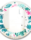 Tropical Botanicals and Flowers - Modern Round or Oval Wall Mirror - Leaves