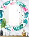 Tropical Botanicals and Flowers - Modern Round or Oval Wall Mirror - Triple C