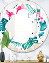 Tropical Botanicals and Flowers - Modern Round or Oval Wall Mirror - Quatrefoil