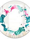 Tropical Botanicals and Flowers - Modern Round or Oval Wall Mirror - Quatrefoil