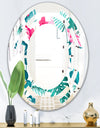 Tropical Botanicals and Flowers - Modern Round or Oval Wall Mirror - Space