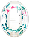 Tropical Botanicals and Flowers - Modern Round or Oval Wall Mirror - Space