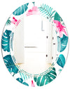 Tropical Botanicals and Flowers - Modern Round or Oval Wall Mirror - Triple C