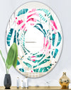Tropical Botanicals and Flowers - Modern Round or Oval Wall Mirror - Whirl