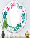 Tropical Botanicals and Flowers - Modern Round or Oval Wall Mirror - Quatrefoil
