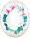 Tropical Botanicals and Flowers - Modern Round or Oval Wall Mirror - Quatrefoil