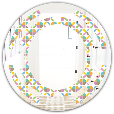 Retro Geometric Design VIII - Modern Round or Oval Wall Mirror - Space
