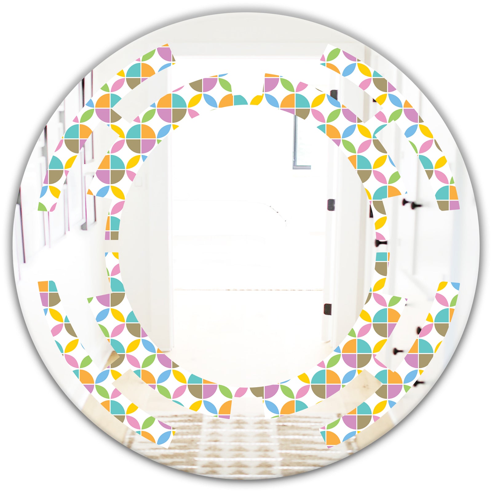 Retro Geometric Design VIII - Modern Round or Oval Wall Mirror - Space