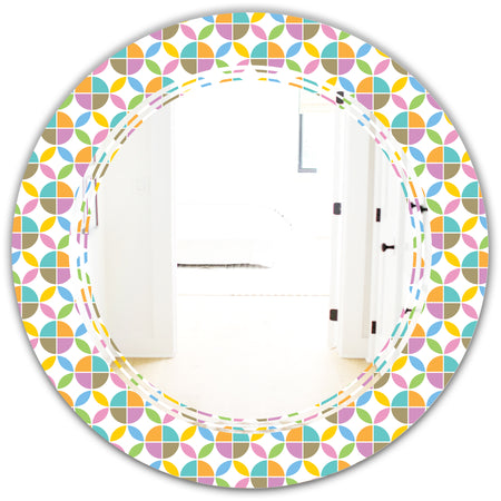 Retro Geometric Design VIII - Modern Round or Oval Wall Mirror - Triple C