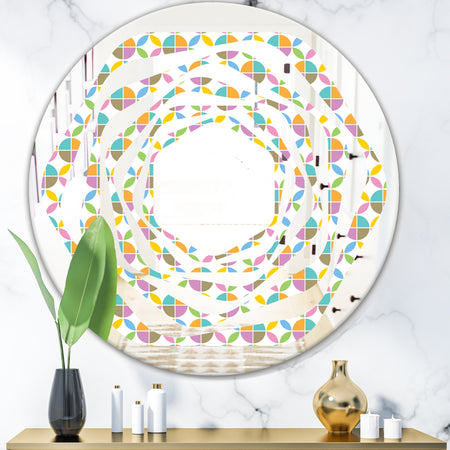 Retro Geometric Design VIII - Modern Round or Oval Wall Mirror - Whirl