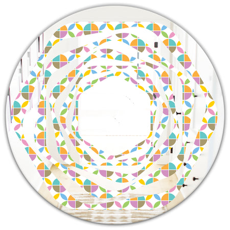 Retro Geometric Design VIII - Modern Round or Oval Wall Mirror - Whirl