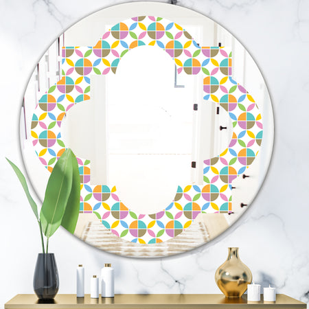 Retro Geometric Design VIII - Modern Round or Oval Wall Mirror - Quatrefoil