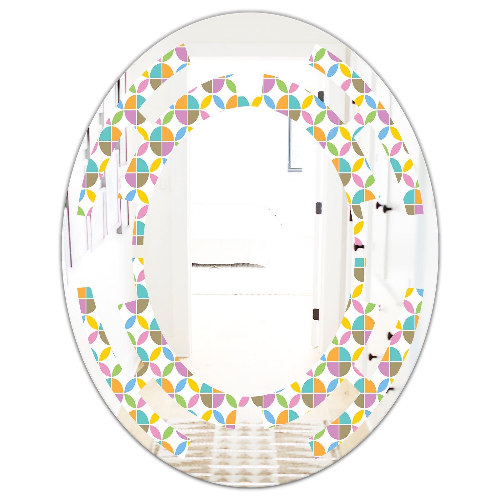 Retro Geometric Design VIII - Modern Round or Oval Wall Mirror - Space