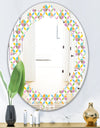 Retro Geometric Design VIII - Modern Round or Oval Wall Mirror - Leaves