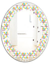 Retro Geometric Design VIII - Modern Round or Oval Wall Mirror - Leaves