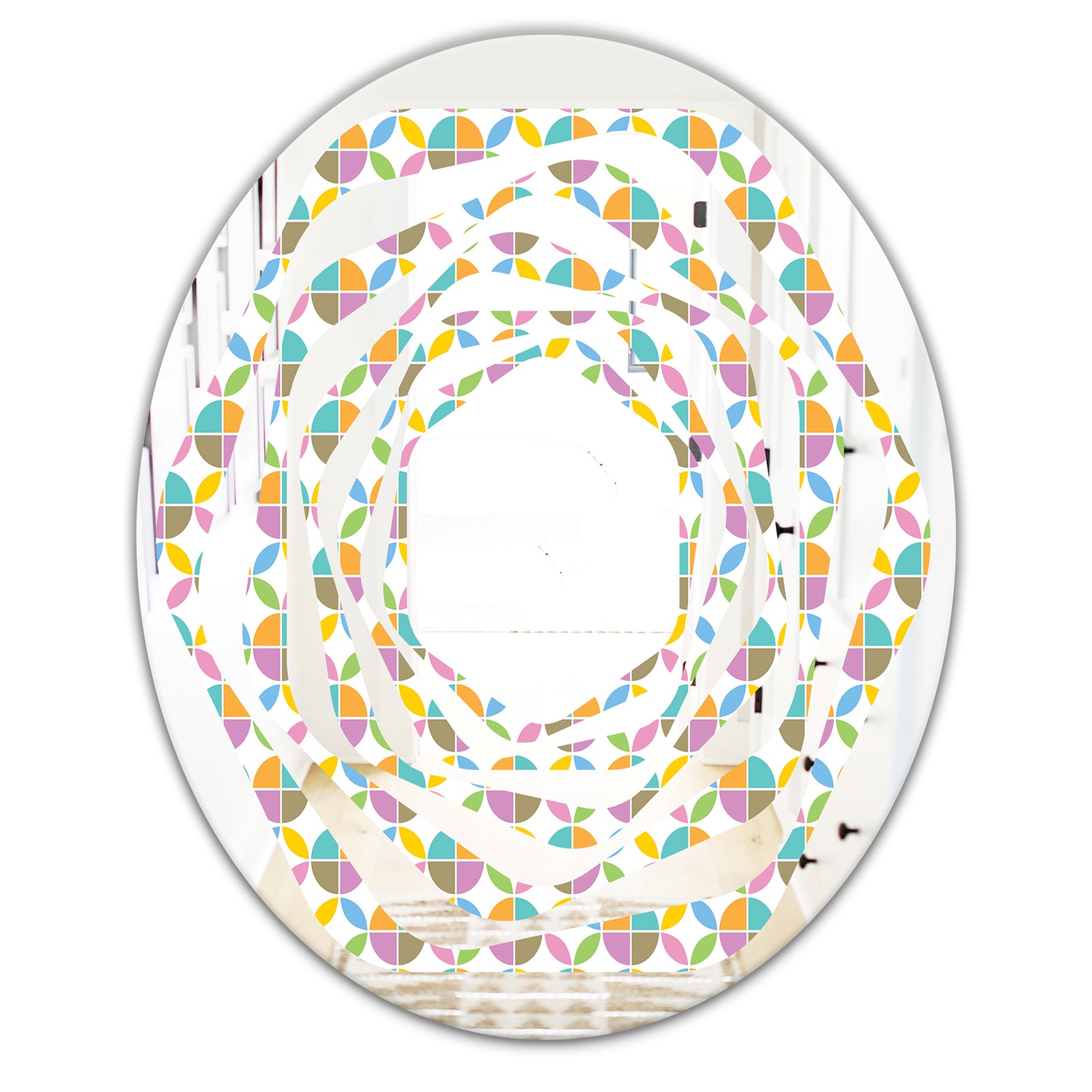 Retro Geometric Design VIII - Modern Round or Oval Wall Mirror - Whirl