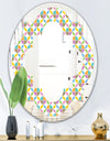 Retro Geometric Design VIII - Modern Round or Oval Wall Mirror - Quatrefoil