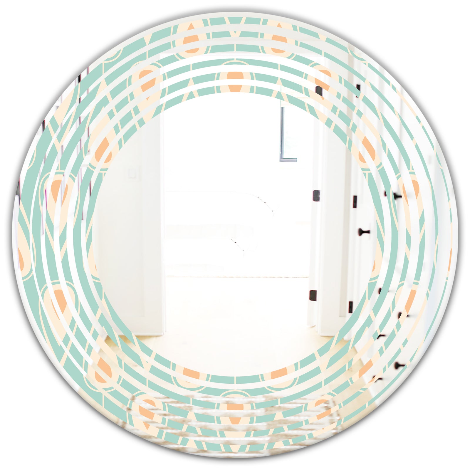 Retro Ornamental Design VIII - Modern Round or Oval Wall Mirror - Wave