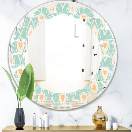 Retro Ornamental Design VIII - Modern Round or Oval Wall Mirror - Leaves