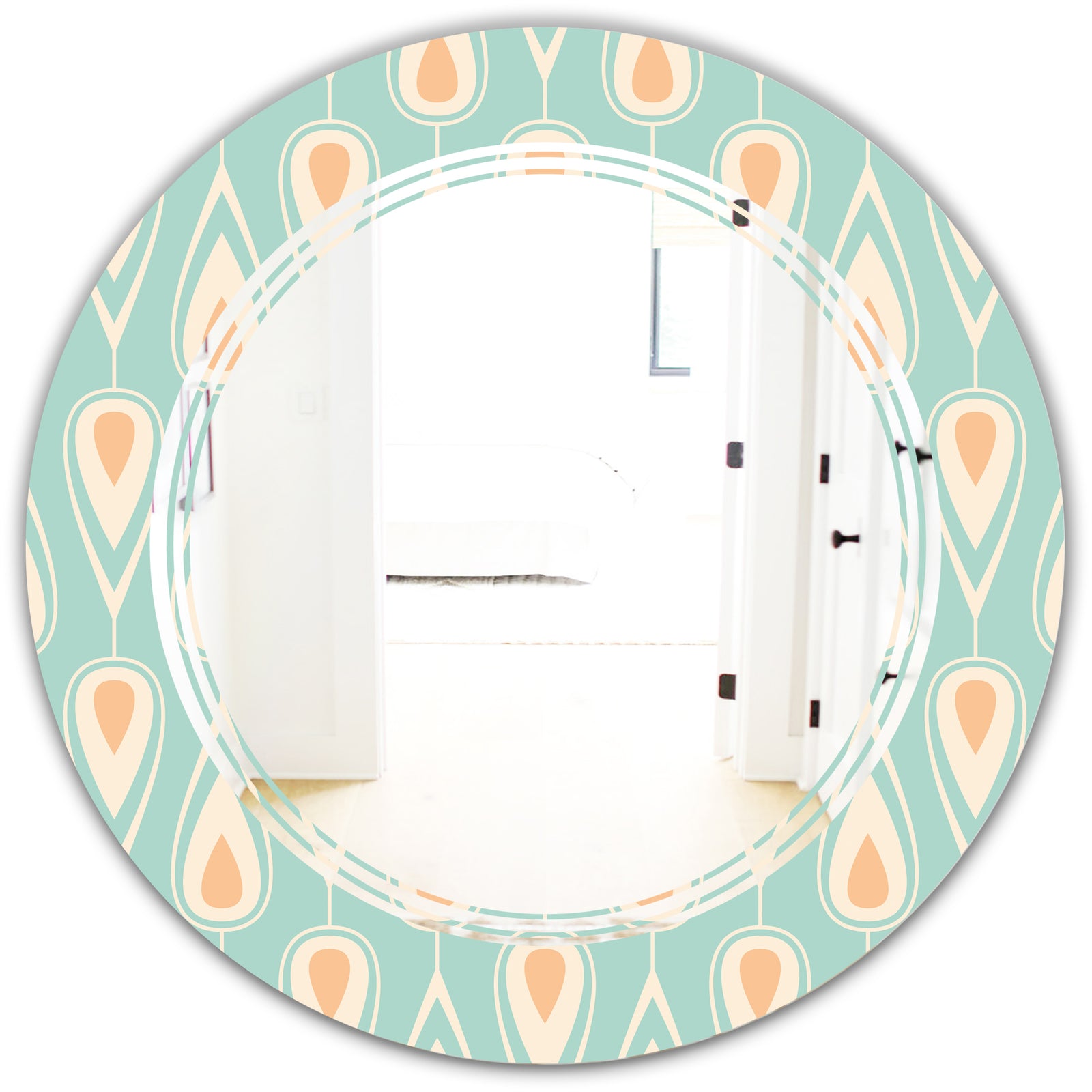 Retro Ornamental Design VIII - Modern Round or Oval Wall Mirror - Triple C