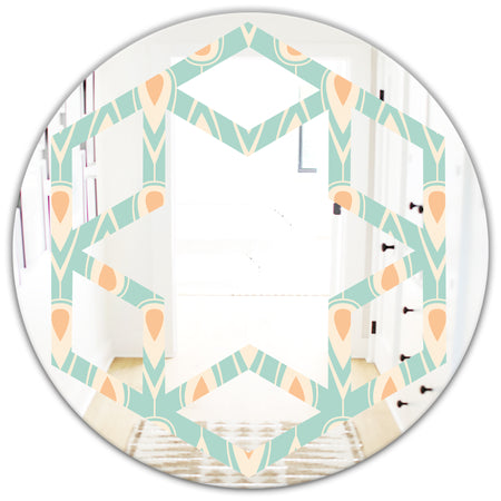 Retro Ornamental Design VIII - Modern Round or Oval Wall Mirror - Hexagon Star