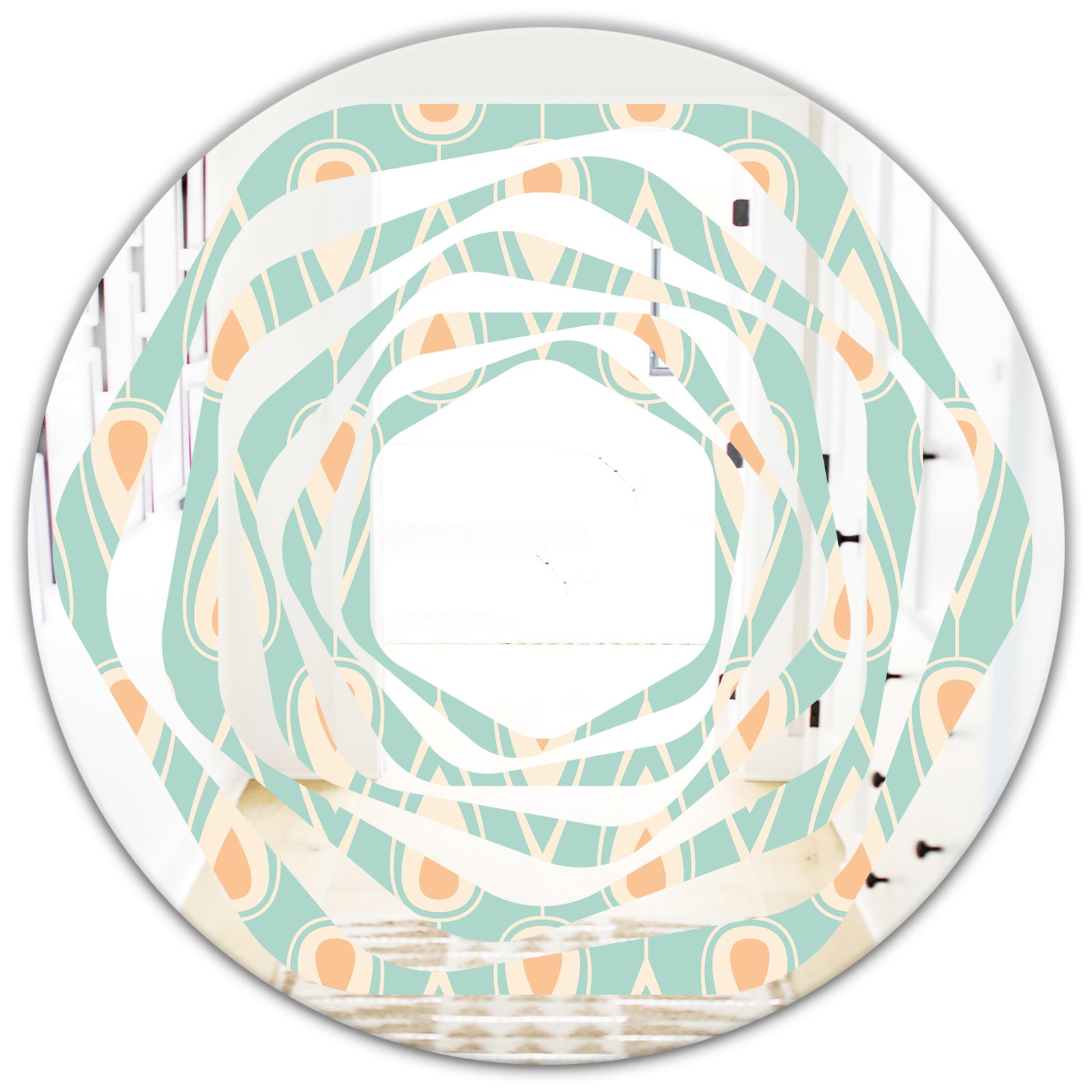 Retro Ornamental Design VIII - Modern Round or Oval Wall Mirror - Whirl