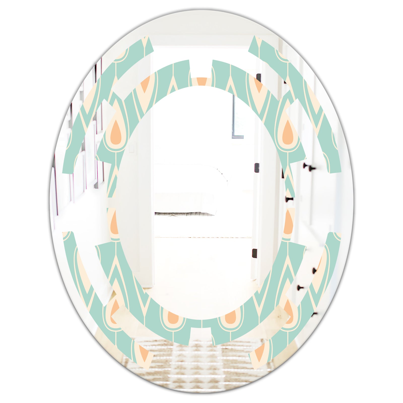 Retro Ornamental Design VIII - Modern Round or Oval Wall Mirror - Space