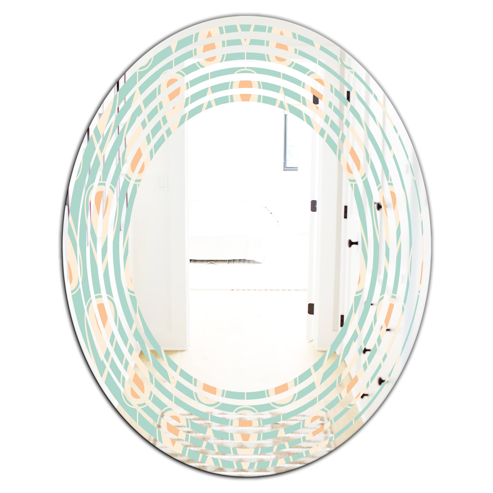 Retro Ornamental Design VIII - Modern Round or Oval Wall Mirror - Wave