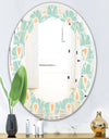 Retro Ornamental Design VIII - Modern Round or Oval Wall Mirror - Leaves