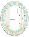 Retro Ornamental Design VIII - Modern Round or Oval Wall Mirror - Leaves