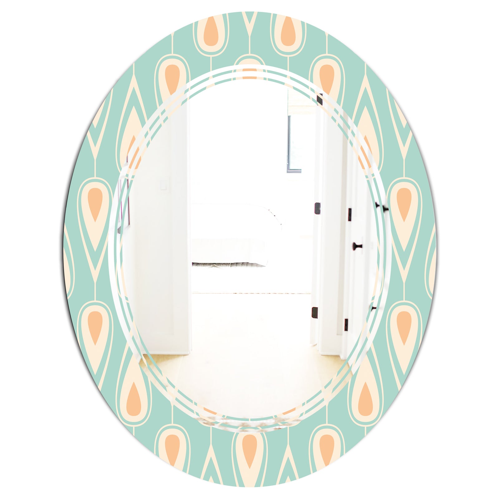 Retro Ornamental Design VIII - Modern Round or Oval Wall Mirror - Triple C