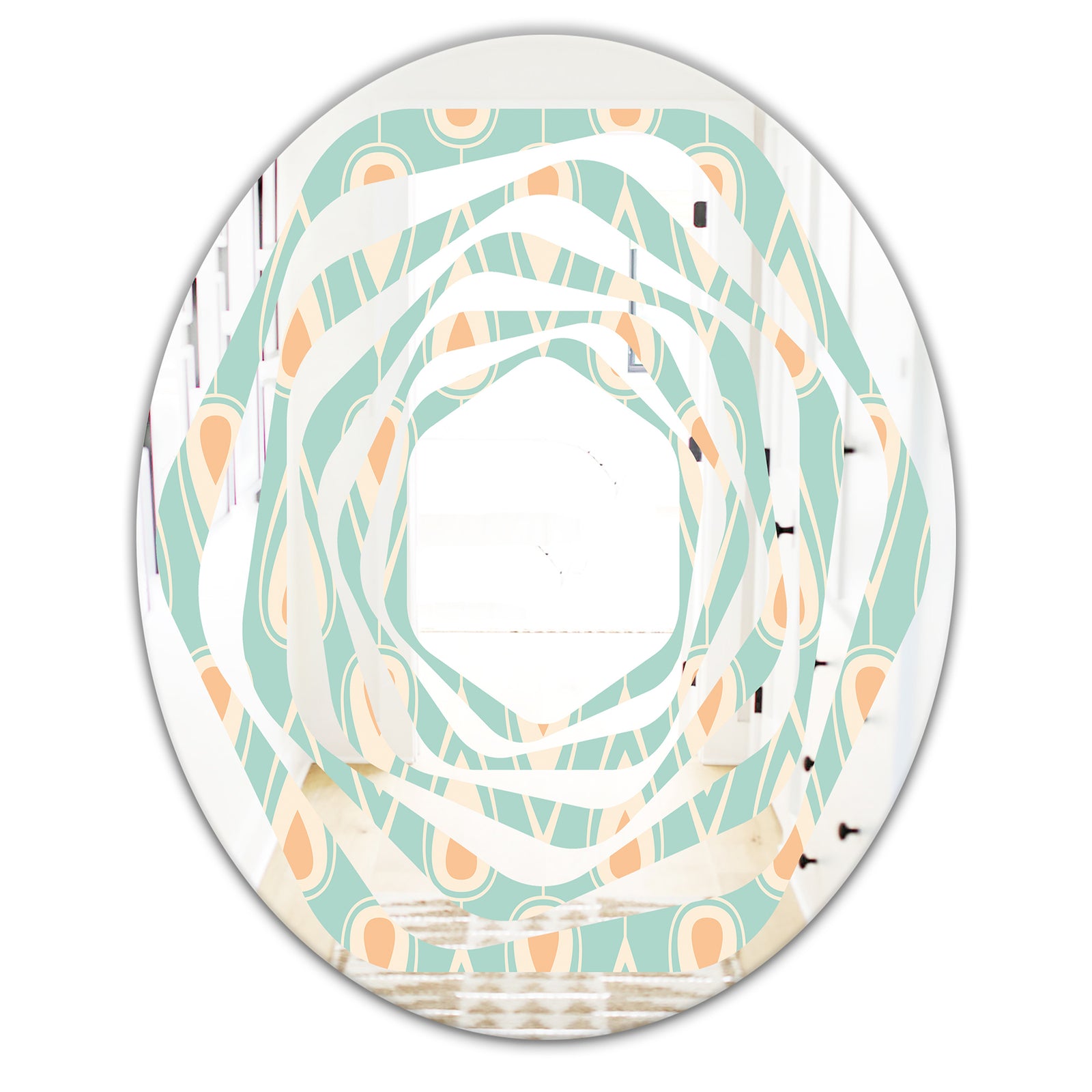 Retro Ornamental Design VIII - Modern Round or Oval Wall Mirror - Whirl