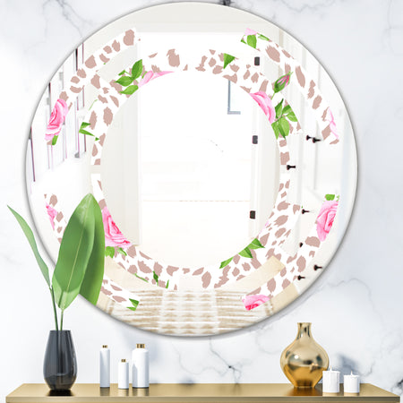 Leopard Fur Safari IV - Modern Round or Oval Wall Mirror - Space