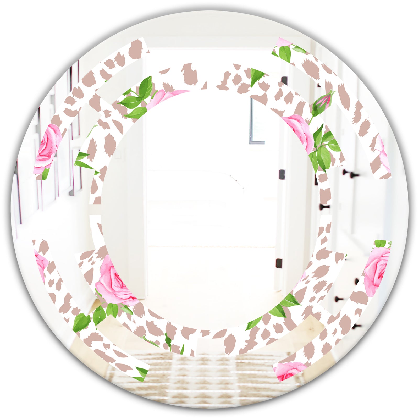 Leopard Fur Safari IV - Modern Round or Oval Wall Mirror - Space