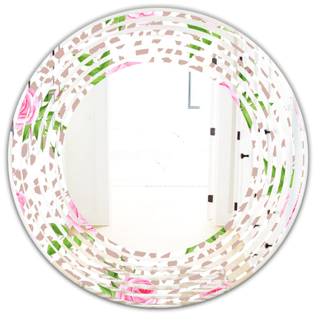 Leopard Fur Safari IV - Modern Round or Oval Wall Mirror - Wave