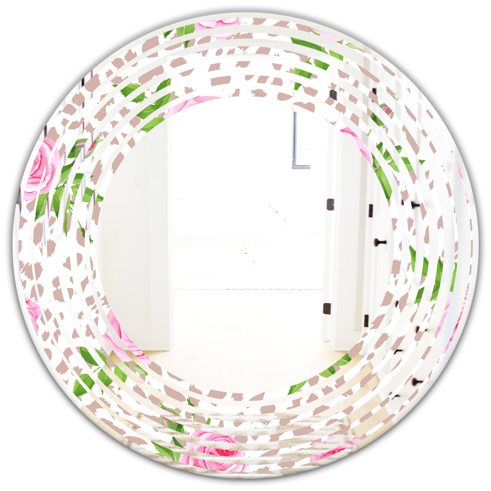Leopard Fur Safari IV - Modern Round or Oval Wall Mirror - Wave