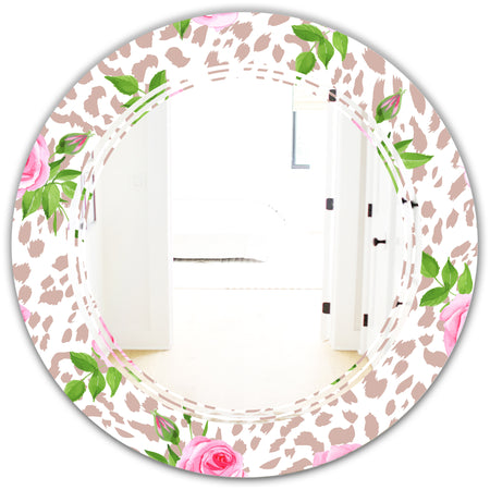 Leopard Fur Safari IV - Modern Round or Oval Wall Mirror - Triple C