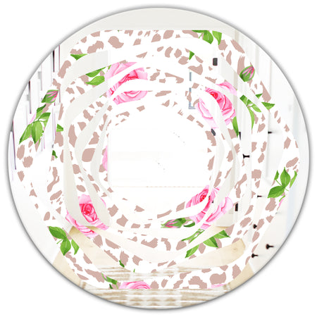 Leopard Fur Safari IV - Modern Round or Oval Wall Mirror - Whirl