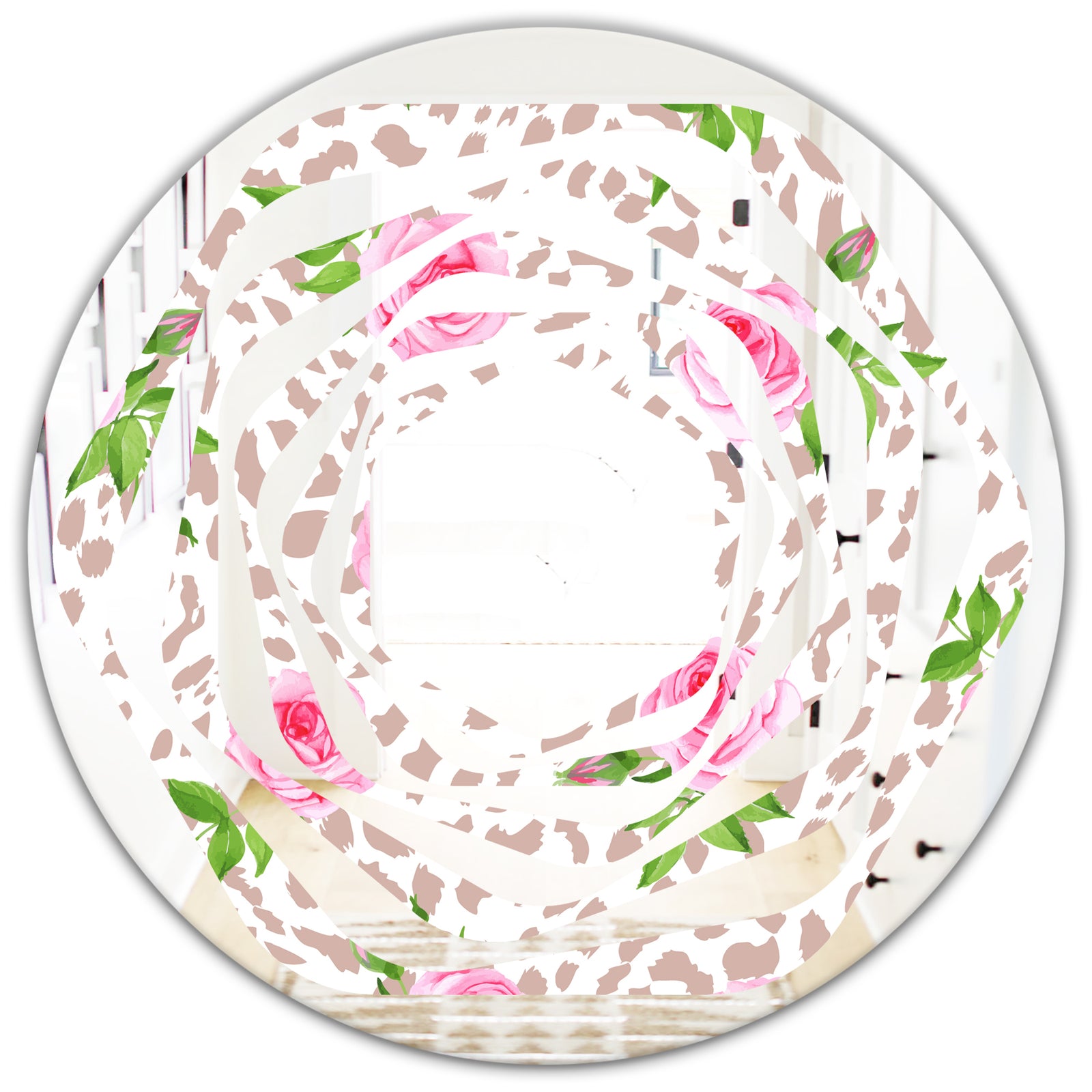 Leopard Fur Safari IV - Modern Round or Oval Wall Mirror - Whirl