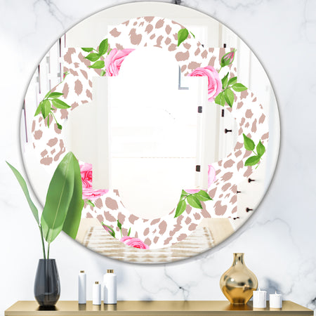 Leopard Fur Safari IV - Modern Round or Oval Wall Mirror - Quatrefoil