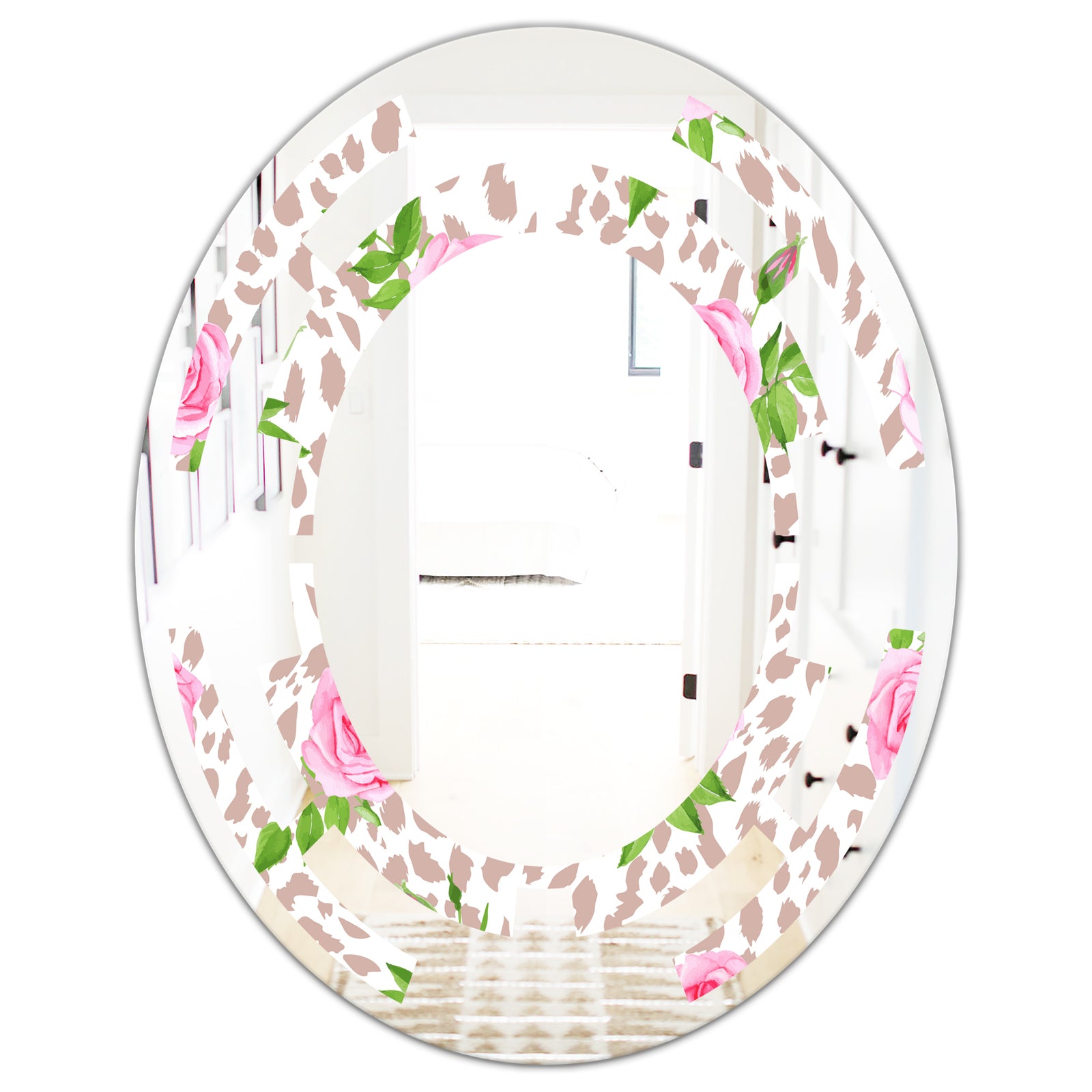 Leopard Fur Safari IV - Modern Round or Oval Wall Mirror - Space