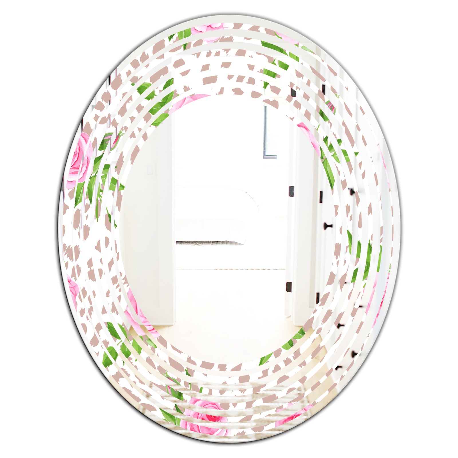 Leopard Fur Safari IV - Modern Round or Oval Wall Mirror - Wave