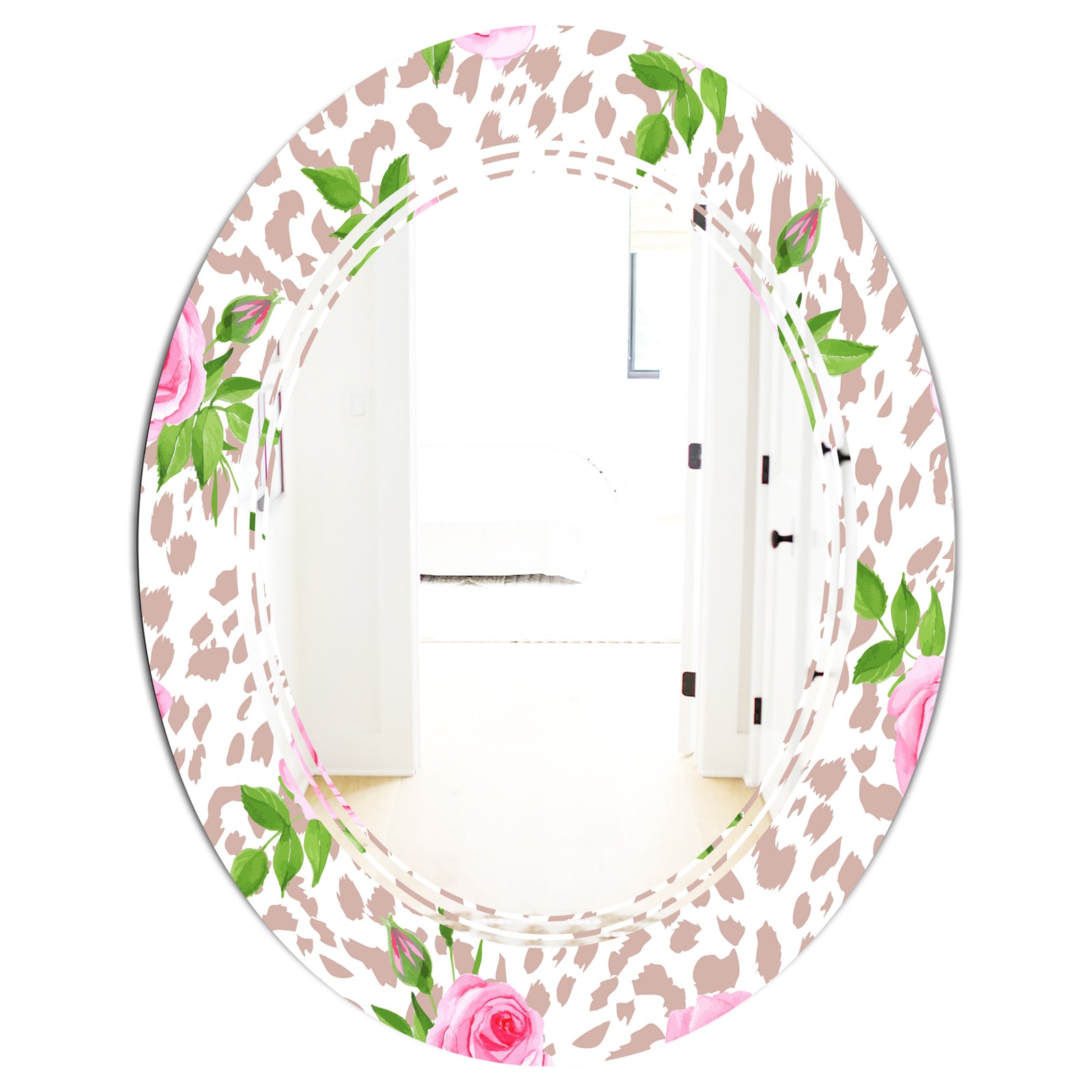 Leopard Fur Safari IV - Modern Round or Oval Wall Mirror - Triple C