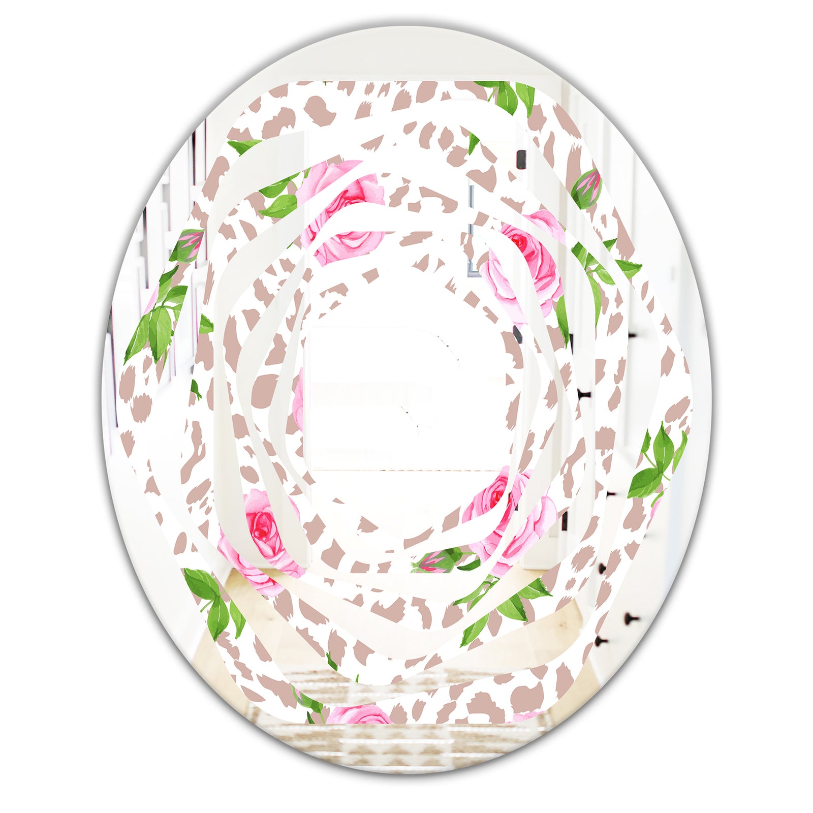 Leopard Fur Safari IV - Modern Round or Oval Wall Mirror - Whirl