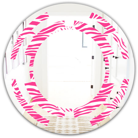 Glamour Zebra Animal Pattern - Modern Round or Oval Wall Mirror - Space