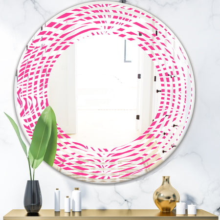 Glamour Zebra Animal Pattern - Modern Round or Oval Wall Mirror - Wave