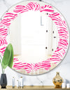 Glamour Zebra Animal Pattern - Modern Round or Oval Wall Mirror - Leaves