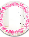 Glamour Zebra Animal Pattern - Modern Round or Oval Wall Mirror - Leaves